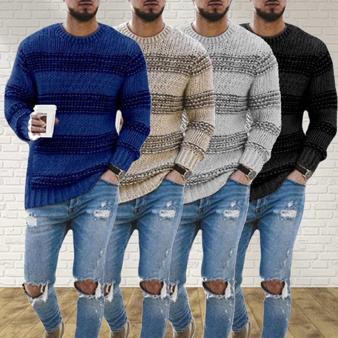 Pull homme de mi-saison, coupe moderne, quatre coloris