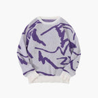 Pull homme à motif abstrait, col rond, du XS au 4XL, mauve
