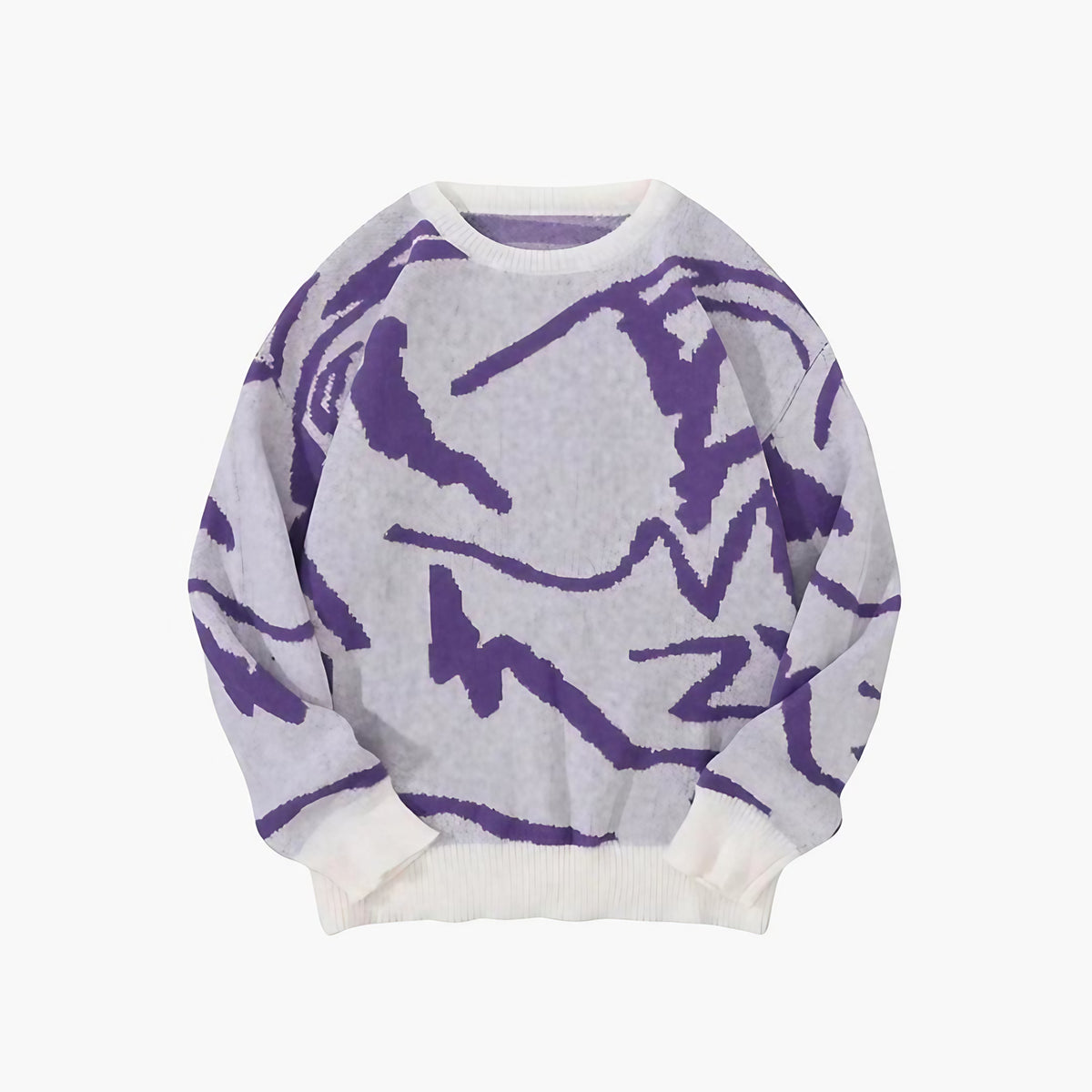 Pull homme à motif abstrait, col rond, du XS au 4XL, mauve