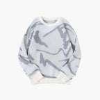 Pull homme à motif abstrait, col rond, du XS au 4XL, gris clair