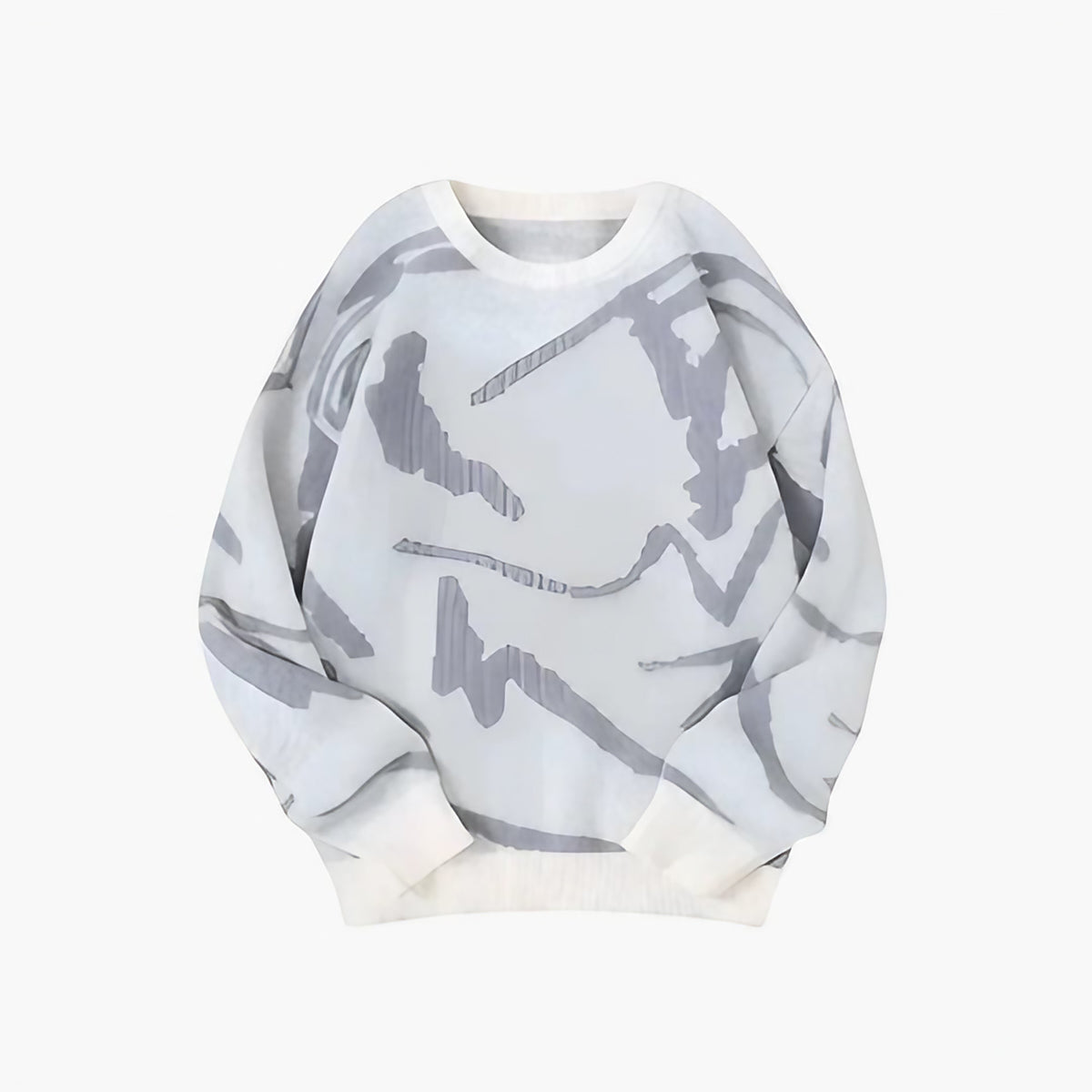 Pull homme à motif abstrait, col rond, du XS au 4XL, gris clair