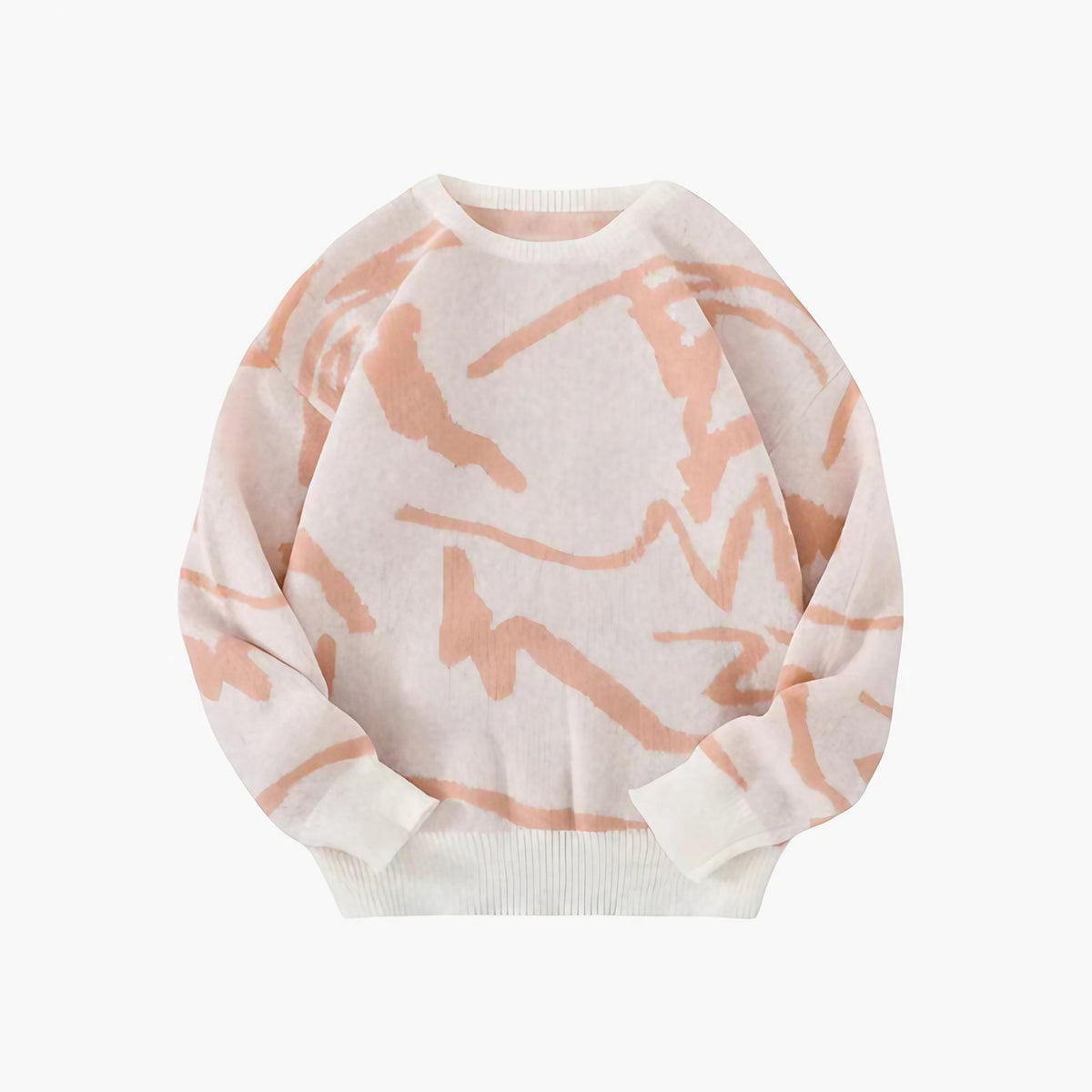 Pull homme à motif abstrait, col rond, du XS au 4XL, rose