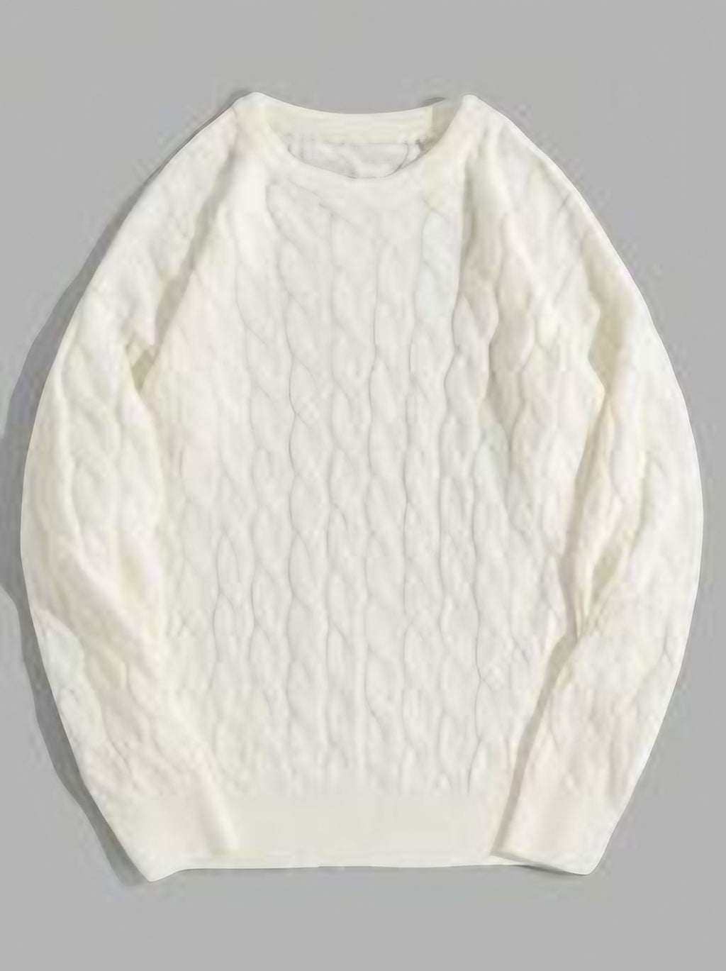 Pull homme torsadé à col rond, blanc, du S au 2XL