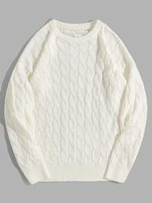Pull homme torsadé à col rond, blanc, du S au 2XL
