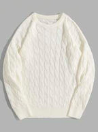 Pull homme torsadé à col rond, blanc, du S au 2XL
