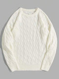 Pull homme torsadé à col rond, blanc, du S au 2XL, blanc