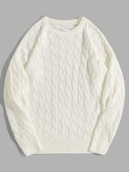 Pull homme torsadé à col rond, blanc, du S au 2XL, blanc