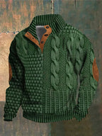Pull homme en tricot à col boutonné, huit coloris, du S au 5XL, vert