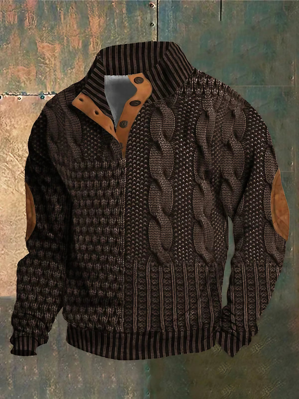 Pull homme en tricot à col boutonné, huit coloris, du S au 5XL, marron