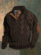 Pull homme en tricot à col boutonné, huit coloris, du S au 5XL, marron
