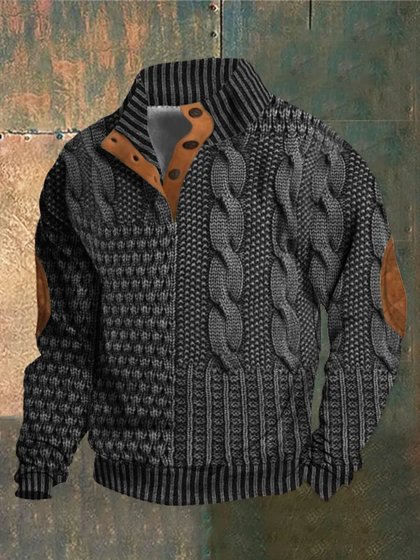 Pull homme en tricot à col boutonné, huit coloris, du S au 5XL