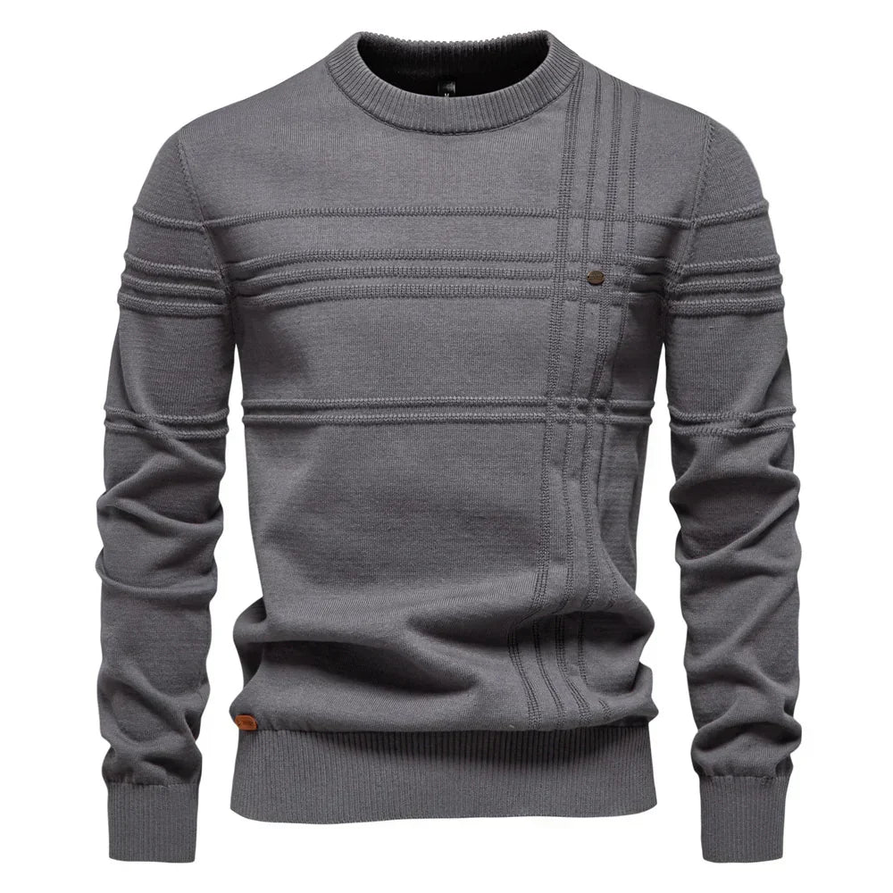 Pull en tricot homme coupe classique, lavable en machine, gris foncé