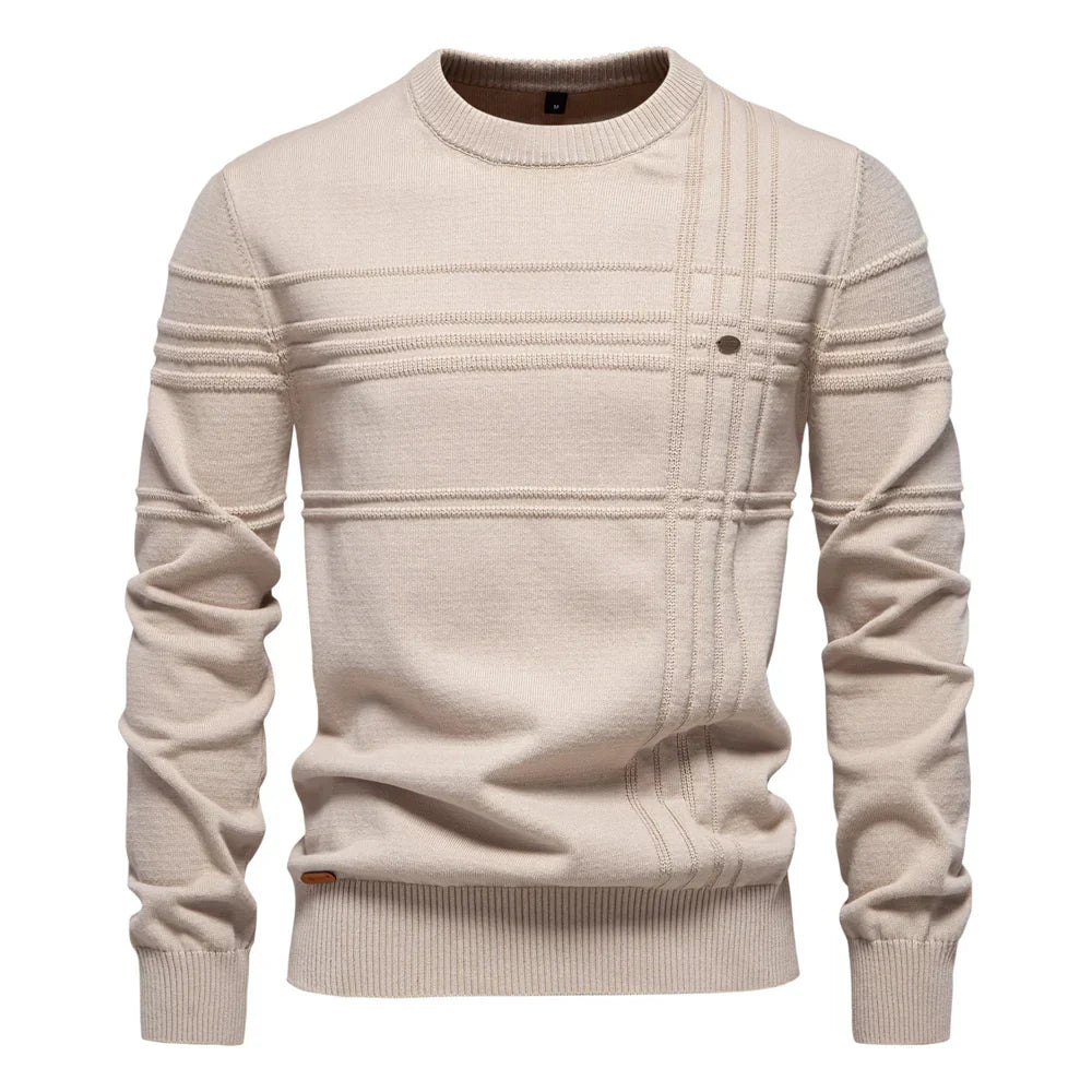 Pull en tricot homme coupe classique, lavable en machine, beige