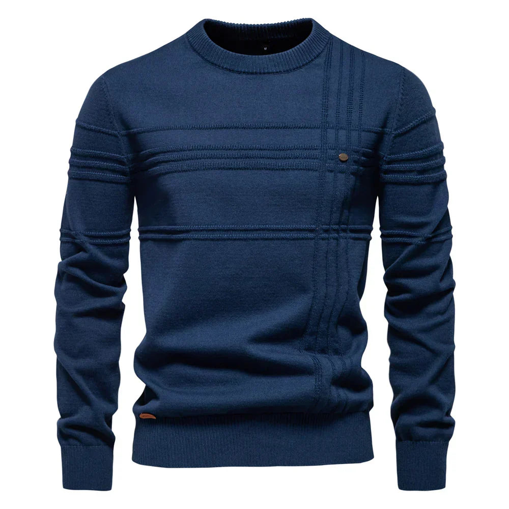 Pull en tricot homme coupe classique, lavable en machine, bleu