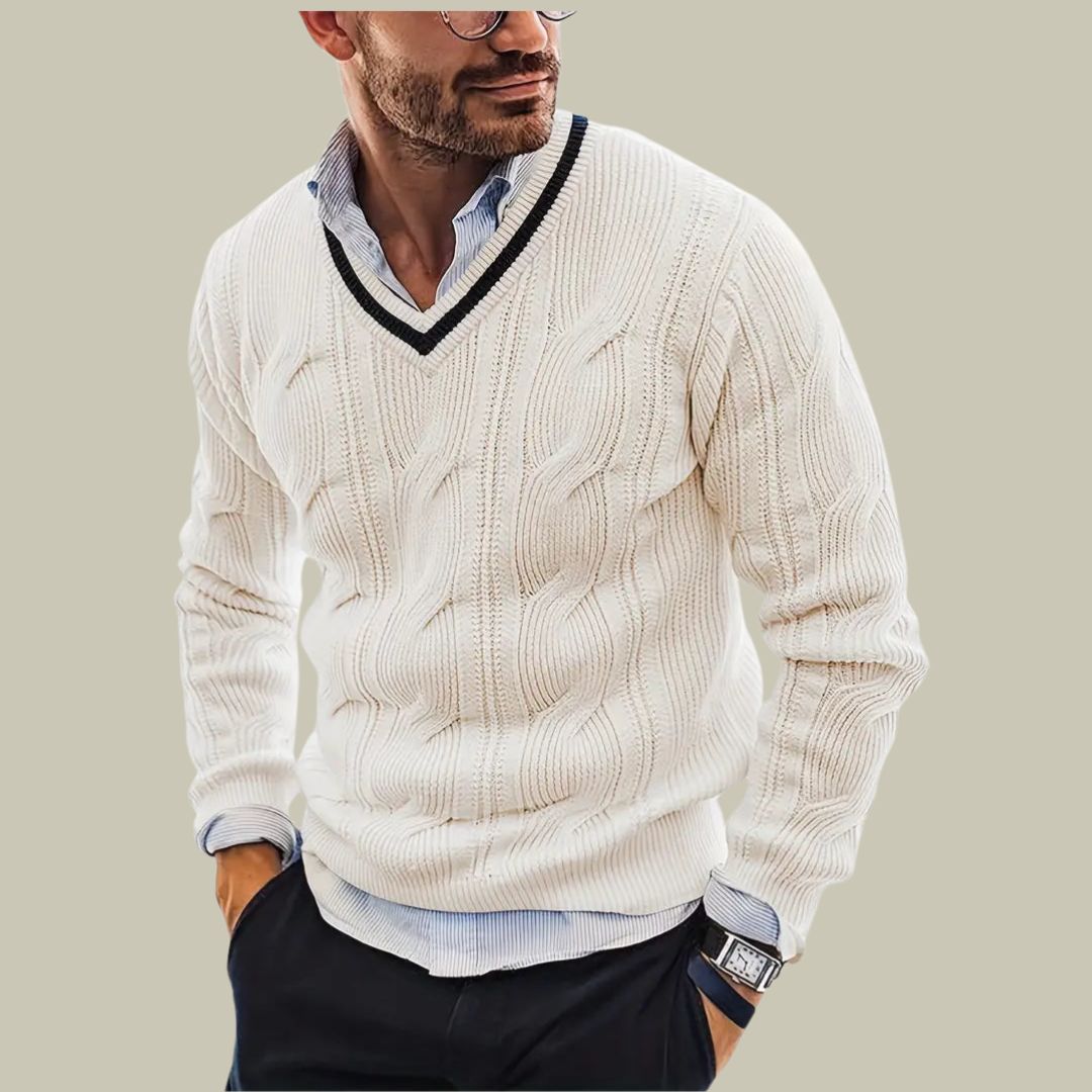 Pull en maille douce homme, coupe soignée, quatre coloris, blanc