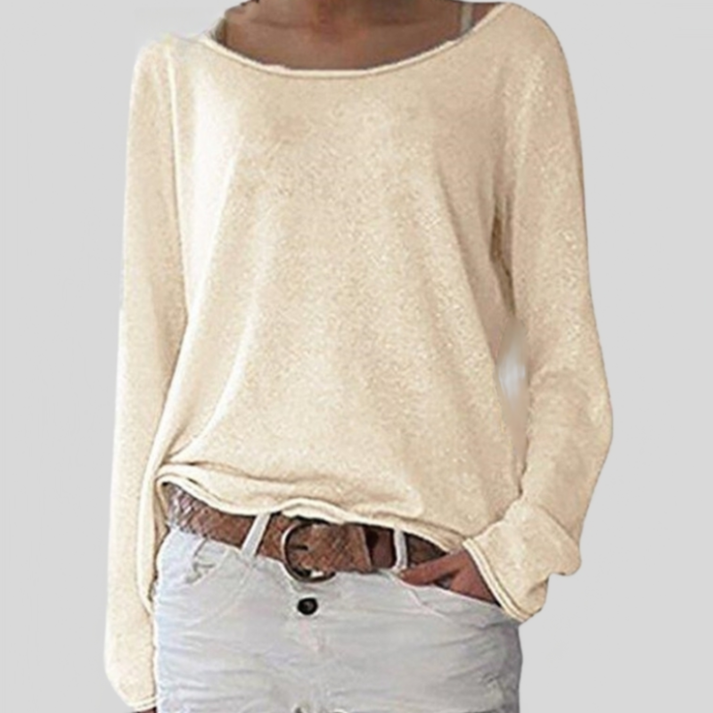 Pull léger femme à col rond, six coloris, du XS au 4XL, beige