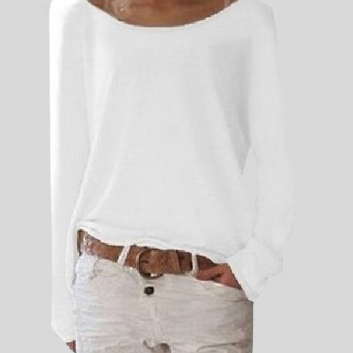 Pull léger femme à col rond, six coloris, du XS au 4XL, blanc