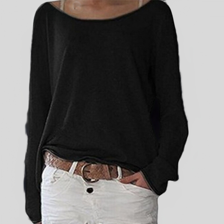 Pull léger femme à col rond, six coloris, du XS au 4XL, noir