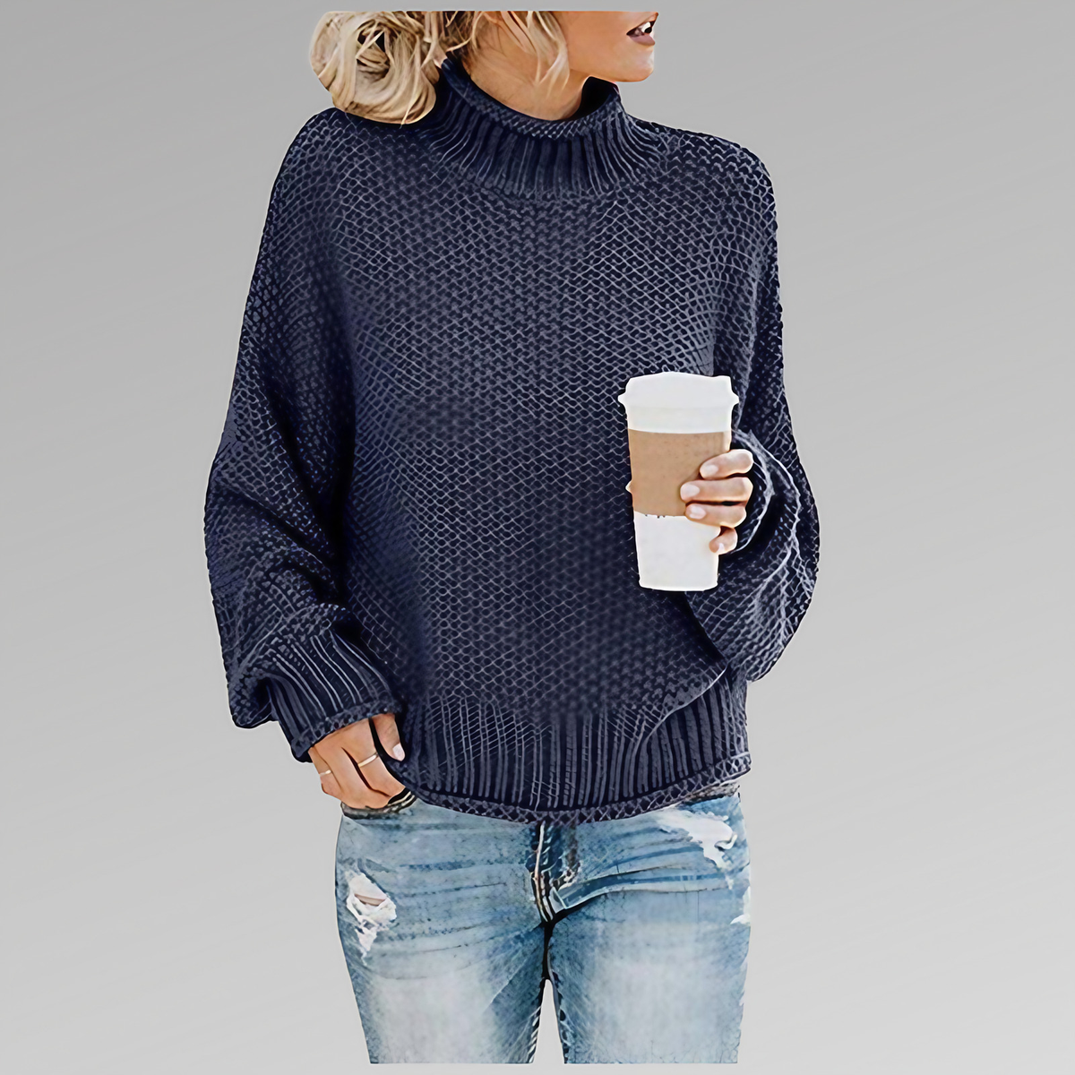 Pull femme en maille tricotée chaud, neuf coloris, du S au 3XL, bleu