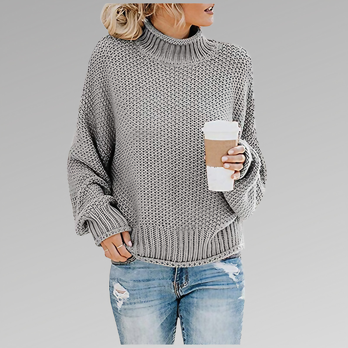 Pull femme en maille tricotée chaud, neuf coloris, du S au 3XL, gris