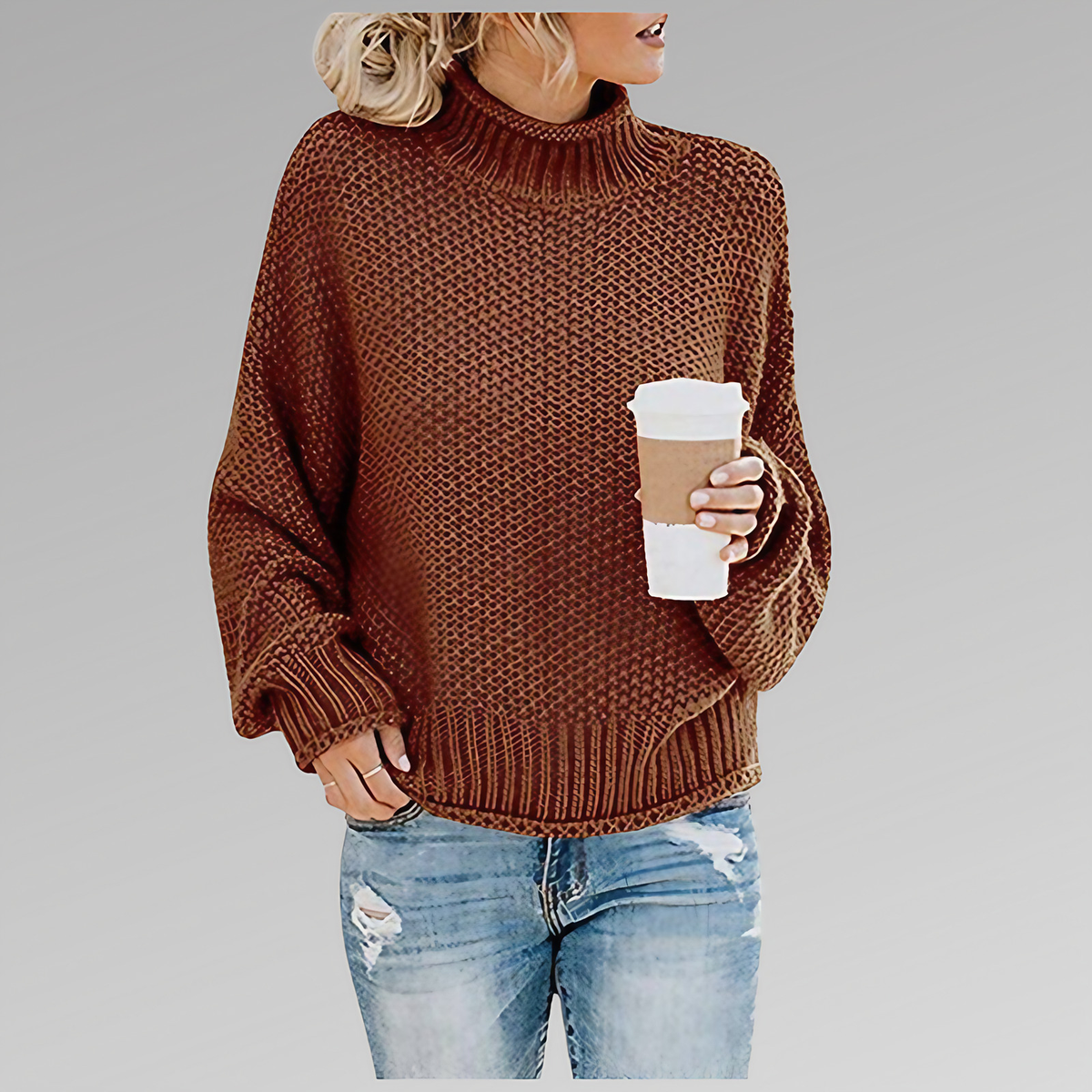 Pull femme en maille tricotée chaud, neuf coloris, du S au 3XL, marron