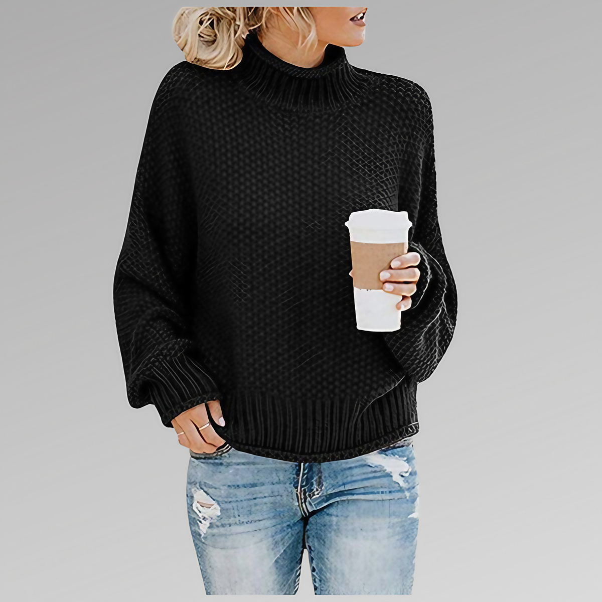 Pull femme en maille tricotée chaud, neuf coloris, du S au 3XL, noir