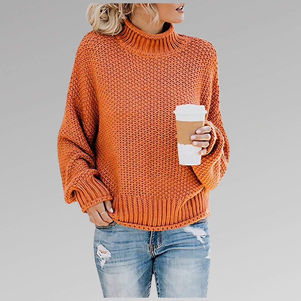 Pull femme en maille tricotée chaud, neuf coloris, du S au 3XL, orange