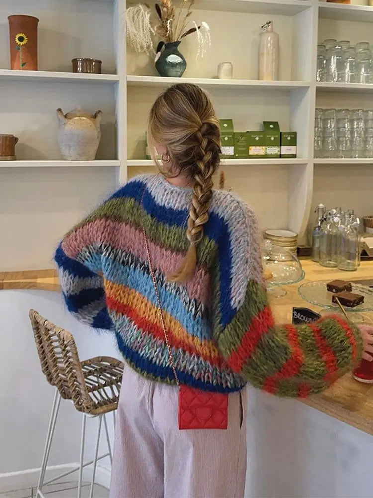 Pull multicolore femme coupe ajustée, du XS au 3XL
