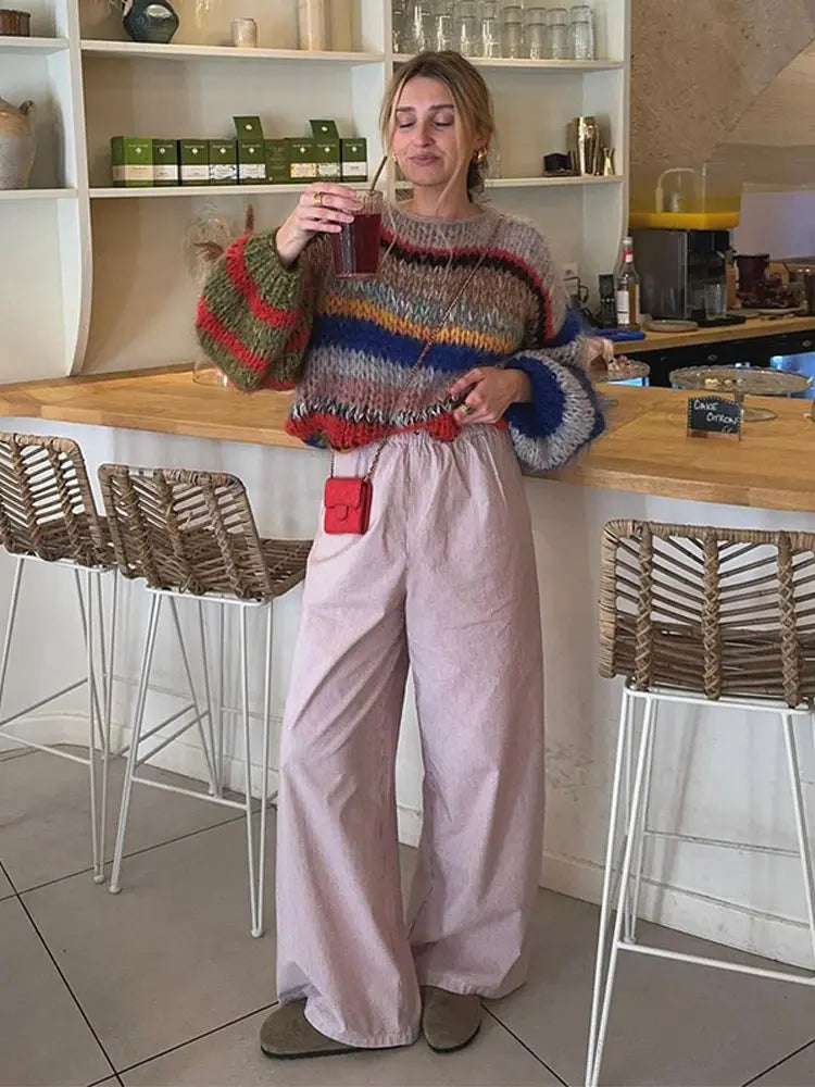 Pull multicolore femme coupe ajustée, du XS au 3XL