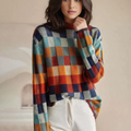 Pull oversize femme à col roulé, coloris orange, orange