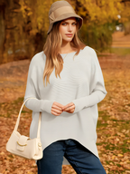 Pull oversize femme pour l'automne et l'hiver, du S au XL, blanc