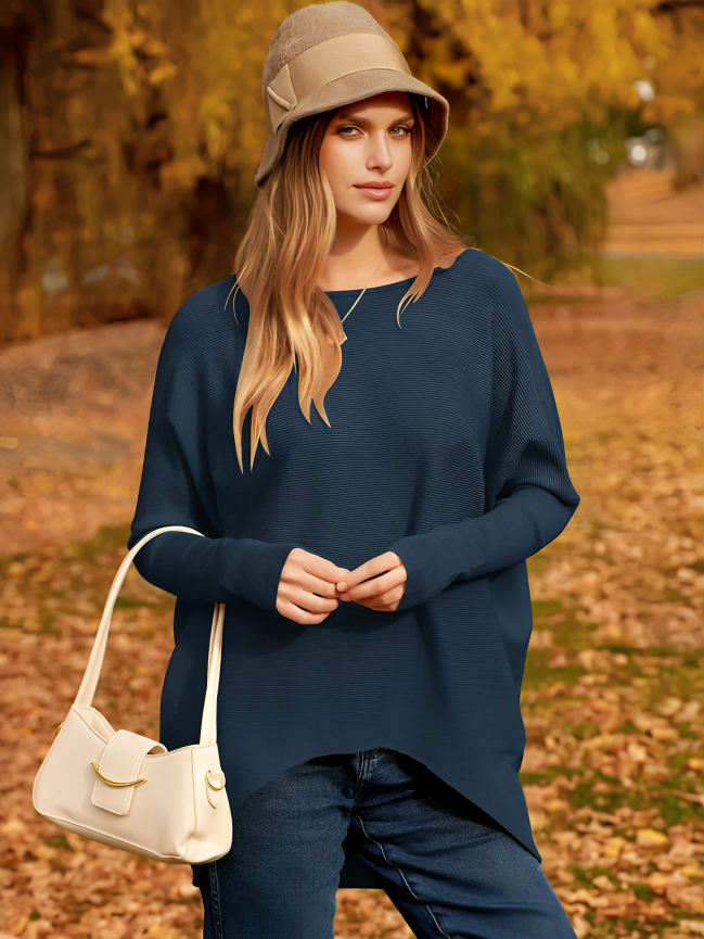 Pull oversize femme pour l'automne et l'hiver, du S au XL, bleu marine