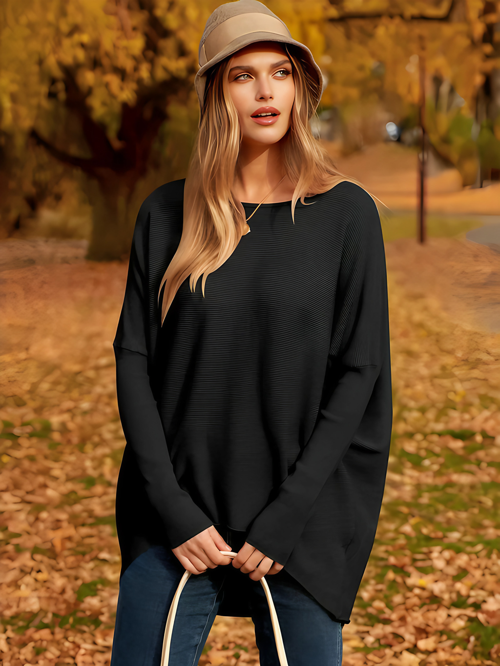 Pull oversize femme pour l'automne et l'hiver, du S au XL, noir