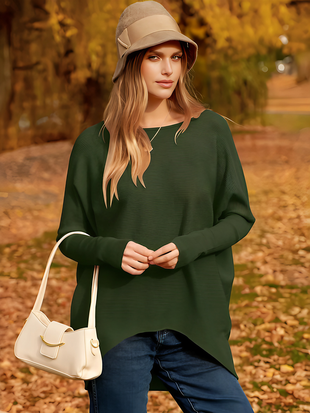 Pull oversize femme pour l'automne et l'hiver, du S au XL, vert armée