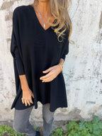 Pull en maille oversize femme col V, huit coloris, du S au 5XL, noir
