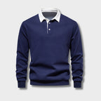 Pull col polo homme à manches longues, six coloris, bleu 01
