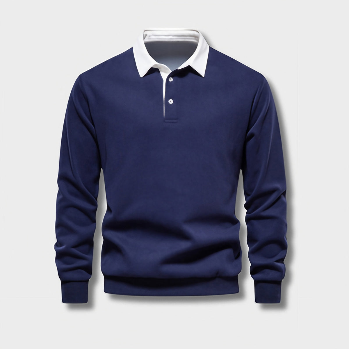 Pull col polo homme à manches longues, six coloris, bleu 01