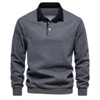Pull col polo homme à manches longues, six coloris, gris