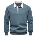 Pull col polo homme à manches longues, six coloris, vert