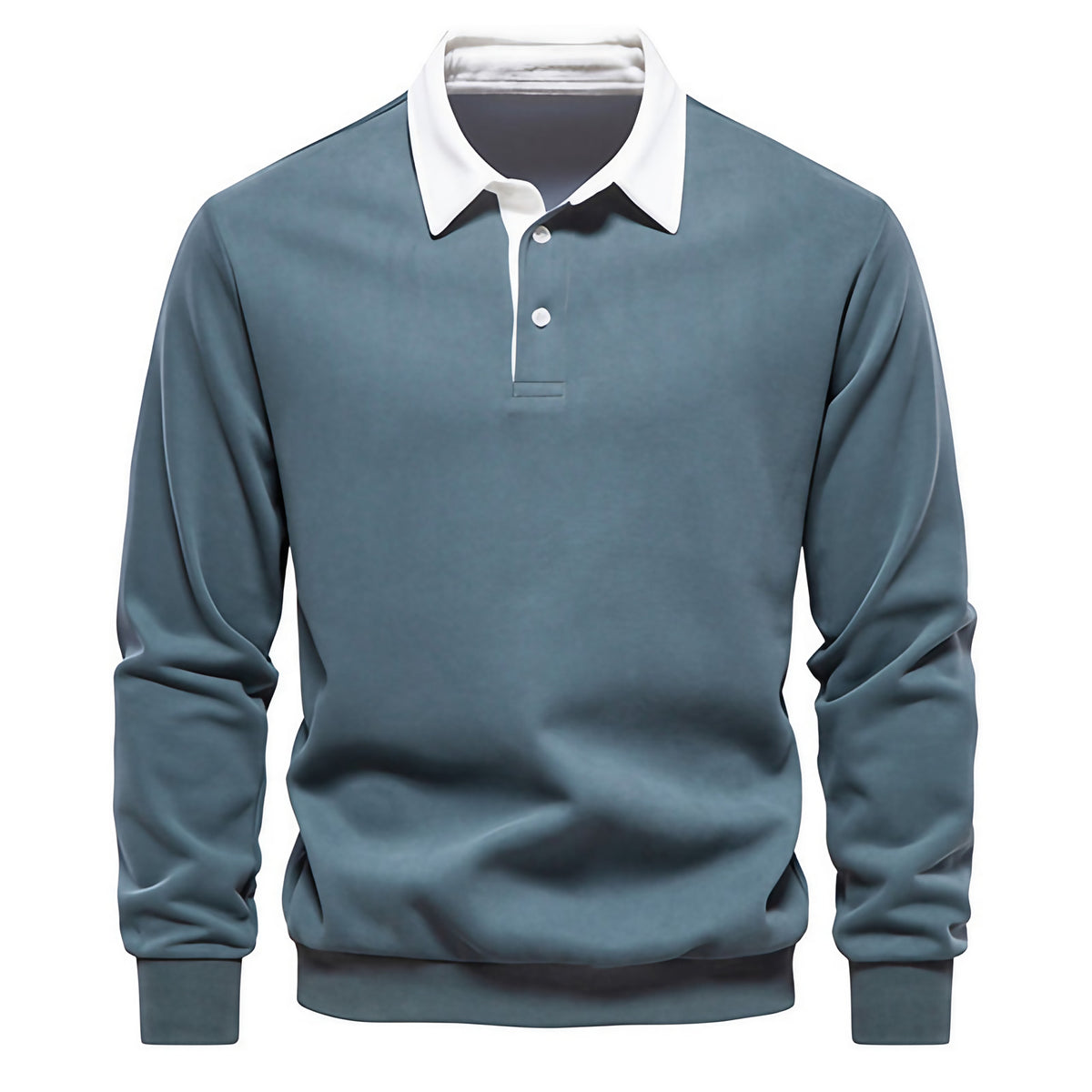 Pull col polo homme à manches longues, six coloris, vert