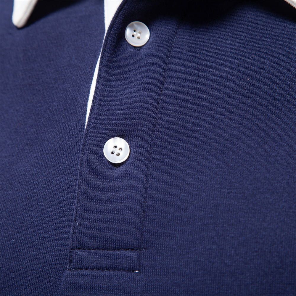 Pull col polo homme à manches longues, six coloris