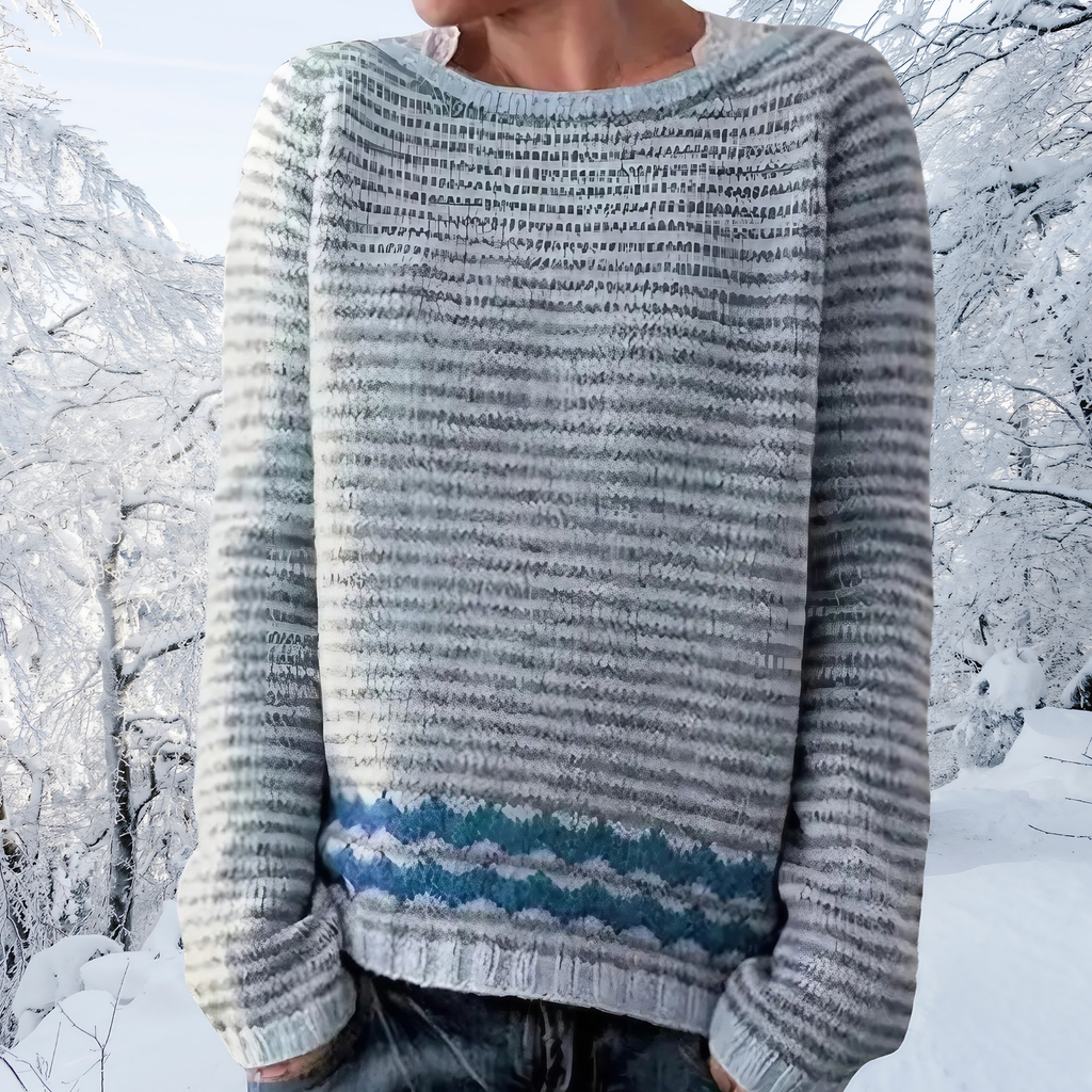 Pull rayé femme ample à col rond, bleu ou beige, du S au 5XL, bleu