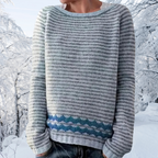 Pull rayé femme ample à col rond, bleu ou beige, du S au 5XL, bleu