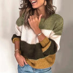 Pull rayé femme pour l'automne, six coloris, du S au XL, vert