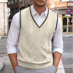 Pull sans manches homme à col V, coupe cintrée, cinq coloris, beige