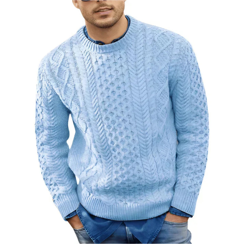 Pull torsadé homme chaud, six coloris, du XS au 4XL, bleu clair