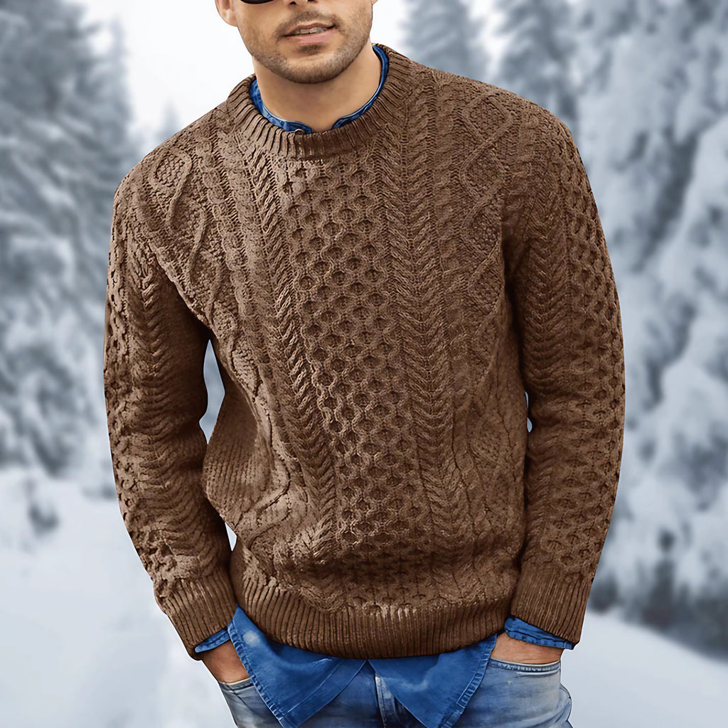 Pull torsadé homme chaud, six coloris, du XS au 4XL, marron