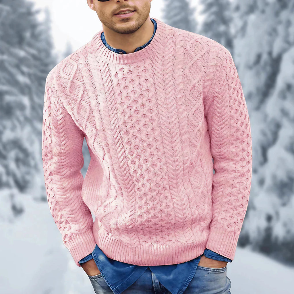 Pull torsadé homme chaud, six coloris, du XS au 4XL, rose