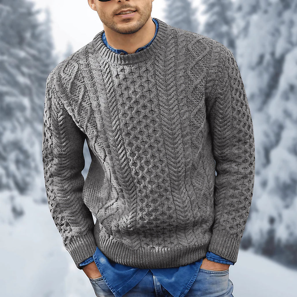 Pull torsadé homme chaud, six coloris, du XS au 4XL, gris