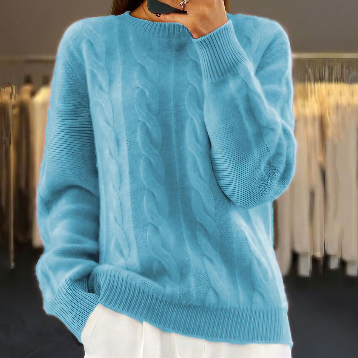 Pull torsadé femme en maille, six coloris, du XS au 3XL, bleu
